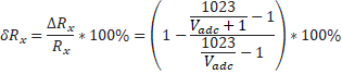 Формула для вычисления относительной погрешности АЦП